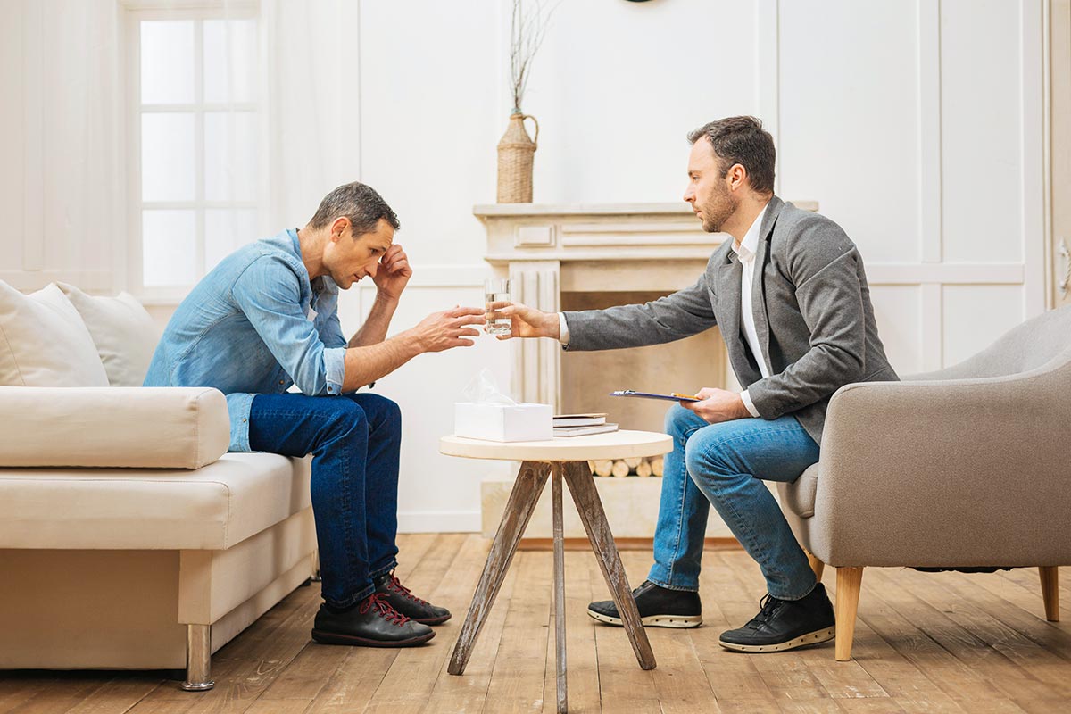 man getting treatment for his PTSD